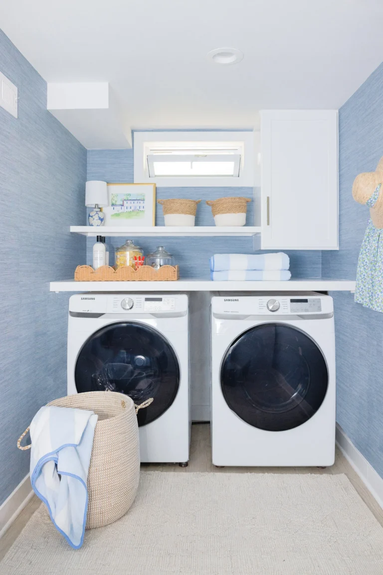 lemon stripes laundry room
